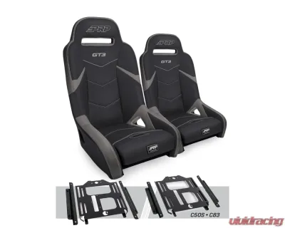 PRP Seats GT3 Suspension Seats Kit Pair Black & Gray Polaris RZR 570 800 900 - A7301-PORXP-C50S-203
