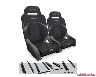 PRP Seats GT3 Suspension Seats Kit Pair Black & Gray Honda Talon - A7301-PORXP-C66-203