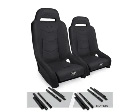 PRP Seats GT3 Suspension Seats Kit Pair Black Polaris General RZR S 900 Trail XP 1000 Turbo S RS1