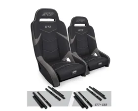 PRP Seats GT3 Suspension Seats Kit Pair Black & Gray Polaris General RZR S 900 Trail XP 1000 Turbo S RS1