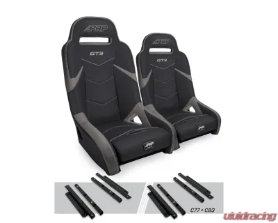 PRP Seats GT3 Suspension Seats Kit Pair Black & Gray Polaris General RZR S 900 Trail XP 1000 Turbo S RS1 - A7301-PORXP-C83-203
