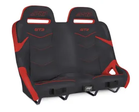 PRP Seats GT3 Quick Release Rear Suspension Bench Seat Black and Red Polaris RZR PRO XP4 PRO R4 Turbo R4