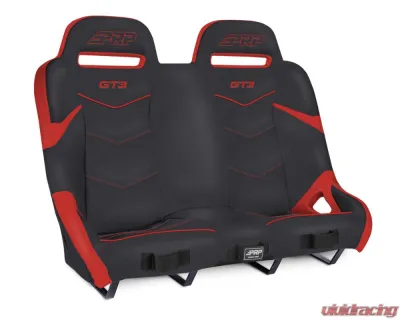 PRP Seats GT3 Quick Release Rear Suspension Bench Seat Black and Red Polaris RZR PRO XP4 PRO R4 Turbo R4 - A74-PORXP-QR-204