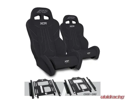 PRP Seats XCR Suspension Seats Kit Pair Black Polaris RZR 570 800 900 - A8001-PORXP-C50S-201