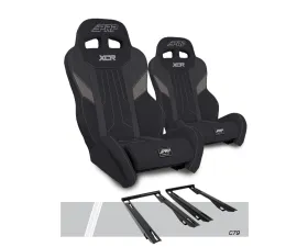PRP Seats XCR Suspension Seats Kit Pair Black & Gray Polaris RZR PRO XP PRO R Turbo R
