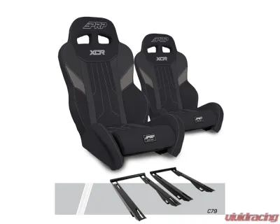 PRP Seats XCR Suspension Seats Kit Pair Black & Gray Polaris RZR PRO XP PRO R Turbo R - A8001-PORXP-C79-203