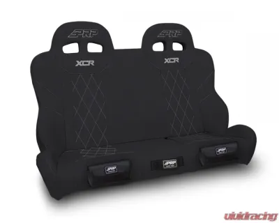 PRP Seats XCR Quick Release Rear Suspension Bench Seat w/ Diamond Stitch and Front Pockets Black Polaris RZR PRO XP4 PRO R4 Turbo R4 - A8201-PORXP-QR-201-SDFP