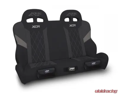 PRP Seats XCR Quick Release Rear Suspension Bench Seat w/ Diamond Stitch and Front Pockets Black and Gray Polaris RZR PRO XP4 PRO R4 Turbo R4 - A8201-PORXP-QR-203-SDFP