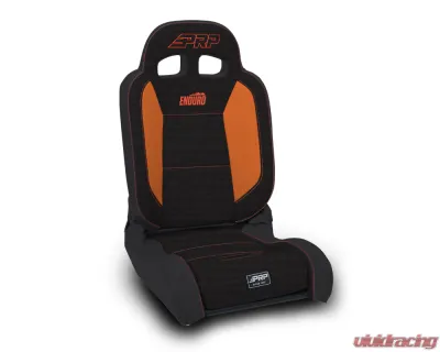 PRP Seats EnduroDaily Reclining Suspension Seat Black and Orange Vinyl Driver - A8701044-201-207