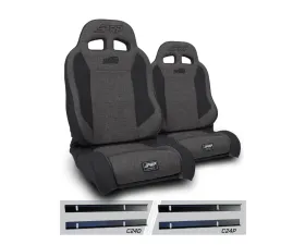 PRP Seats Enduro Elite Suspension Seat Trek Edition Kit Pair Gray Jeep Wrangler TJ 2003-2006