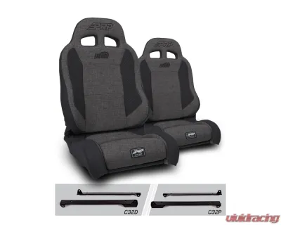 PRP Seats Enduro Elite Suspension Seat Trek Edition Kit Pair Gray Jeep Wrangler CJ7 | YJ - A89010-C32-54