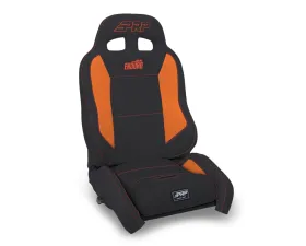 PRP Seats EnduroCrawl Reclining Suspension Seat Black and Orange Vinyl Driver