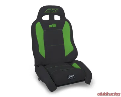PRP Seats EnduroCrawl Reclining Suspension Seat Black and Green Vinyl Driver - A9001044-201-W