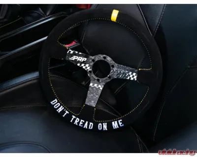 PRP Seats Don't Tread on Me Deep Dish Suede Steering Wheel 13" Diameter Black and Yellow - G249-TR
