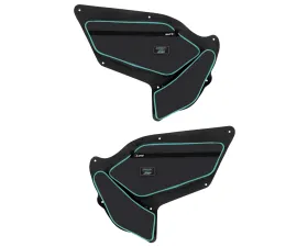 PRP Seats PRP Shreddy Front Door Bags w/ Knee Pad Pair Black and Teal Polaris RZR PRO XP PRO R Turbo R