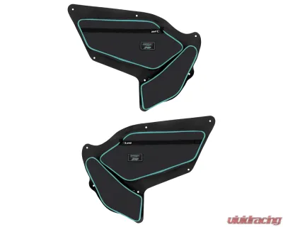 PRP Seats PRP Shreddy Front Door Bags w/ Knee Pad Pair Black and Teal Polaris RZR PRO XP PRO R Turbo R - SHRDYE97-238
