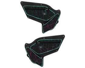 PRP Seats PRP Shreddy Front Door Bags w/ Knee Pad Pair Cracked and Teal Polaris RZR PRO XP PRO R Turbo R