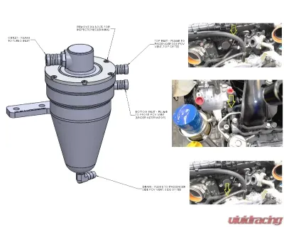 Killer B Air Oil Separator w/ Plumbing Subaru STI | WRX 2008+ - GR-MV3S-C
