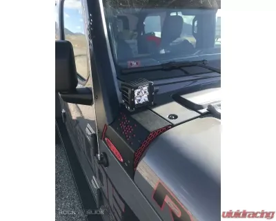Rock Slide Engineering Lower Cowl LED Light Pod Brackets & Upper Bar Brackets Jeep Gladiator | Wrangler 2021+ - AC-WS-201-JL
