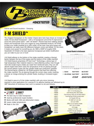 Heatshield Products Intake Manifold Heat Shield LS3 to Stock Manifold 140021 Heatshield Products Intake Manifold Heat Shield LS3 to Stock Manifold 140021