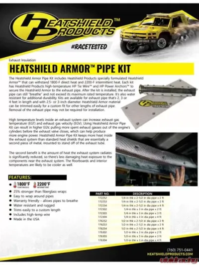Heatshield Products Armor Pipe Kit 2-1/2 Inch Pipe x 2 Foot - 172252