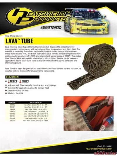 Heatshield Products Lava Tube Heat Shield 1 Inch ID X 3 Foot - 280008