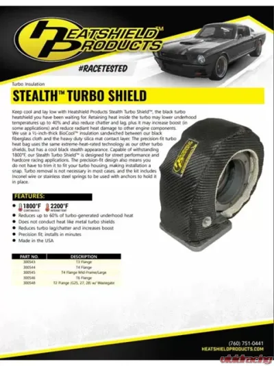 Heatshield Products Stealth Turbo Heat Shield Large/Mid-Frame T4 Flange Housings - 300545
