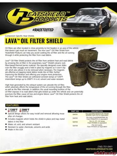 Heatshield Products Lava Oil Filter Heat Shield GM LS Series - 504703