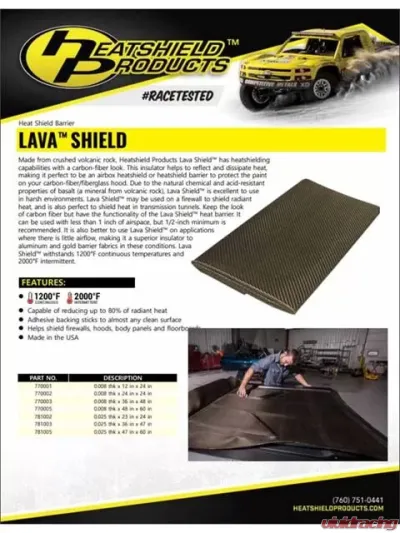 Heatshield Products Lava Shield Mat .008 Inch Thick 12 Inch X 24 Inch W/Adhesive - 770001