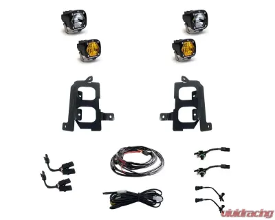 Baja Designs S1 Dual Fog Pocket Light Kit Clear Spot/Amber GMC Sierra 1500 2019-2022 - 448084