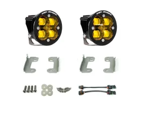 Baja Designs Jeep JK Squadron-R SAE Fog Pocket Light Kit Amber Lens For Standard OE Bumper Jeep Wrangler JK 2007-2009