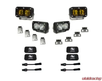 Baja Designs S2 SAE Amber/S2 Pro Fog Pocket Kit Ford Raptor 2021-2025 | Bronco Raptor 2022+ - 448183