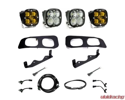 Baja Designs Amber Squadron SAE/Squadron Sport Dual Fog Pocket Light Kit w/ Upfitter Wiring Ford F-250 | F-350 2023+ - 448226UP