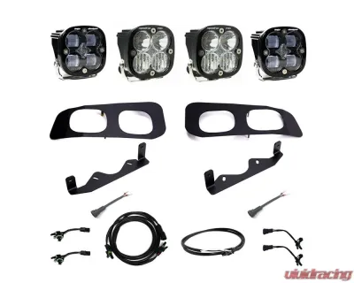 Baja Designs Clear Squadron SAE/Squadron Pro Dual Fog Pocket Light Kit w/ Upfitter Wiring Ford F-250 | F-350 2023+ - 448227UP