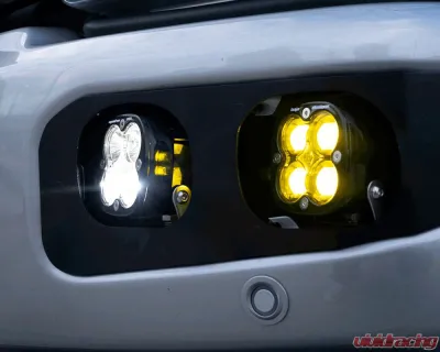 Baja Designs Amber Squadron SAE/Squadron Pro Dual Fog Pocket Light Kit w/ Upfitter Wiring Ford F-250 | F-350 2023+ - 448228UP