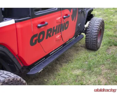Go Rhino Textured Black RB10 Slim Line Running Boards w/ Mounting Brackets Kit Jeep Gladiator 2020-2023 - 63451687SPC