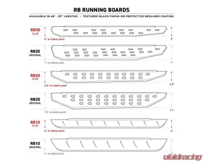 Go Rhino 80" Long RB30 Slim Line Running Boards Only Textured Black Dodge | Ram | Chevrolet 1999-2024 - 69600080SPC