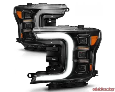 Anzo USA Full Led Projector Light Bar Headlights Black Amber Ford F-150 2018-2020 - 111519