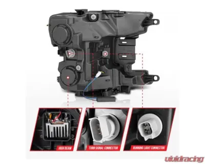 Anzo USA Full Led Projector Light Bar Headlights Black Amber Ford F-150 2018-2020 - 111519
