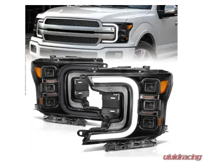 Anzo USA Full Led Projector Smoke Bar Style Headlights Black Amber  Ford F-150 2018-2020 - 111520