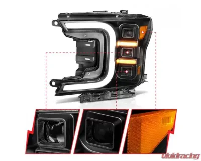 Anzo USA Full Led Projector Smoke Bar Style Headlights Black Amber  Ford F-150 2018-2020 - 111520