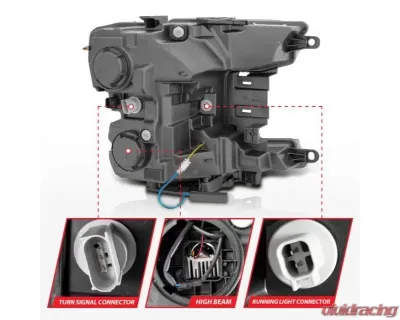 Anzo USA Full Led Projector Smoke Bar Style Headlights Black Amber  Ford F-150 2018-2020 - 111520