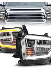 Anzo USA LED Crystal Headlights w/ Switchback Chrome Housing w/ DRL Toyota Tundra 2014-2017                                     - 111532 - Image 6