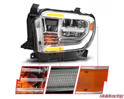 Anzo USA LED Crystal Headlights w/ Switchback Chrome Housing w/ DRL Toyota Tundra 2014-2017 - 111532