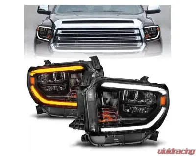 Anzo USA LED Crystal Headlights w/ Switchback Black Housing w/ DRL Toyota Tundra 2014-2021 - 111533