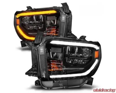 Anzo USA LED Crystal Headlights w/ Switchback Black Housing w/ DRL Toyota Tundra 2014-2021 - 111533