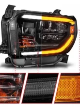 Anzo USA LED Crystal Headlights w/ Switchback Black Housing w/ DRL Toyota Tundra 2014-2021                                     - 111533 - Image 3