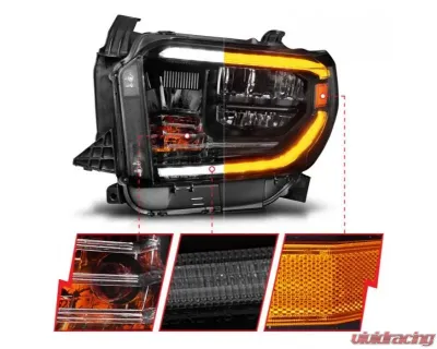Anzo USA LED Crystal Headlights w/ Switchback Black Housing w/ DRL Toyota Tundra 2014-2021 - 111533