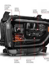 Anzo USA LED Crystal Headlights w/ Switchback Black Housing w/ DRL Toyota Tundra 2014-2021                                     - 111533 - Image 4