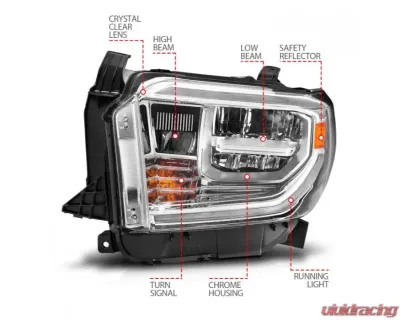 Anzo USA LED Crystal Headlights w/ Switchback Chrome Housing w/ DRL Toyota Tundra 2014-2021 - 111534